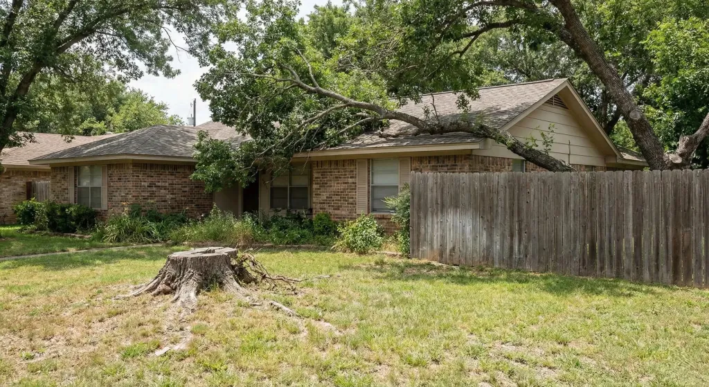 Overgrown tree crowding the home